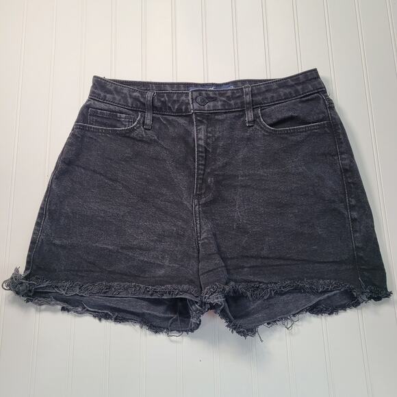 Hollister Womens 29 Curvy Ultra High Rise Mom Jean Shorts Black Distressed Y2K - Picture 1 of 6